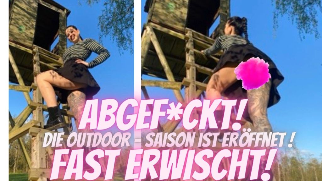 FAST ERWISCHT! Abgekniet & Abgefickt auf dem Hochstand!