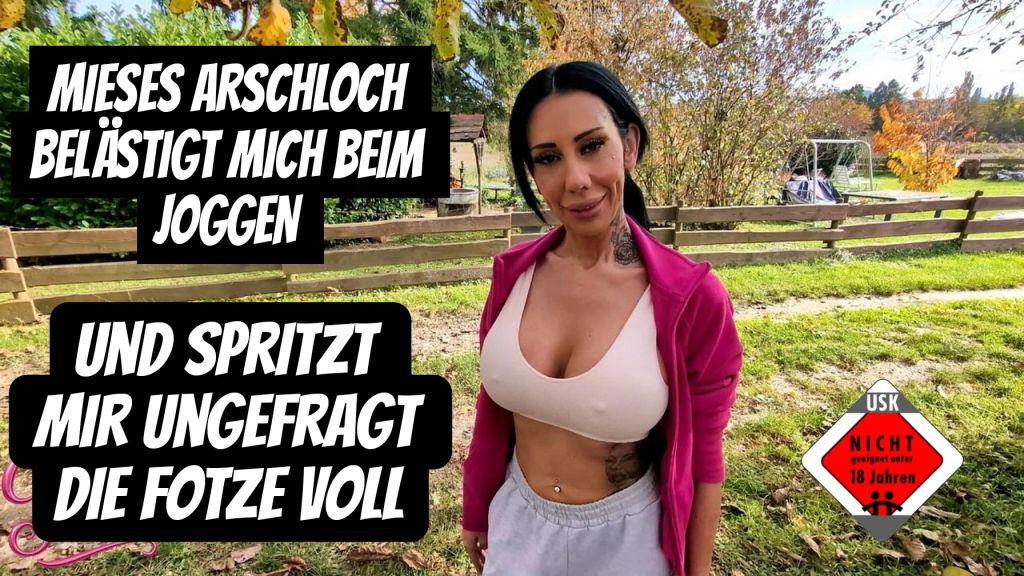 Mieses Arschloch belästigt mich beim joggen, und spritzt mir