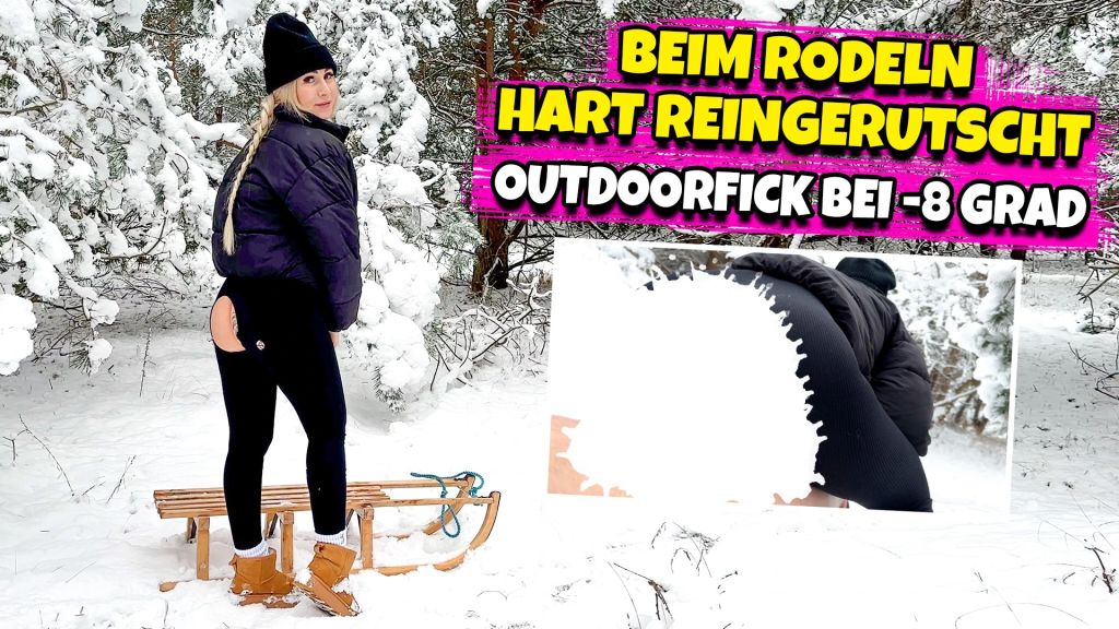 Beim Rodeln hart reingerutscht - Outdoorfick bei -8 Grad