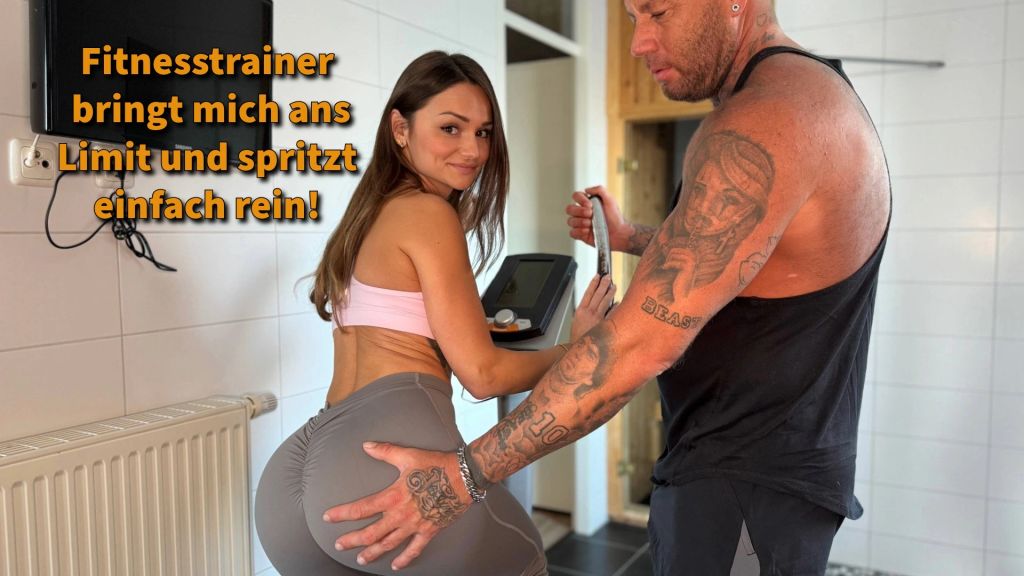 Fitnesstrainer bringt mich ans Limit und spritzt einfach rei