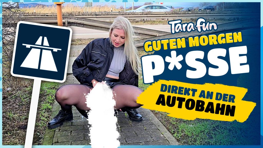 Guten Morgen PISSE direkt an der AUTOBAHN