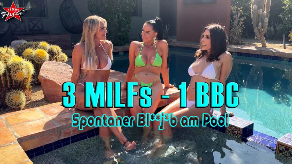 Vorschaubild zum Video „3 MILFs - 1 BBC. Spontaner Blowjob am Pool“ von texaspatti