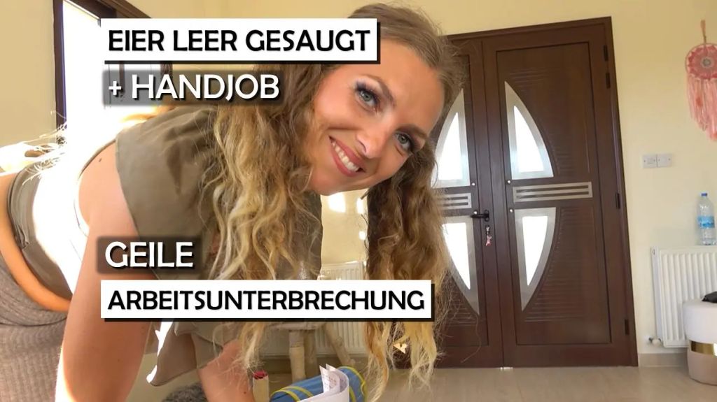 Eier leer gesaugt + Handjob! Schöne Arbeitsunterbrechung!(EN